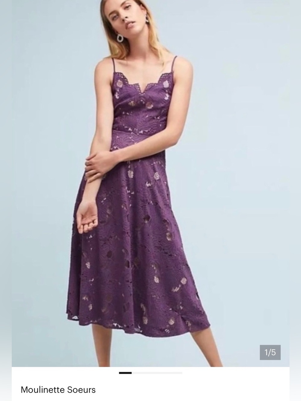 Anthropologie Moulinette Soeurs Purple Lace Midi Dress Size 2